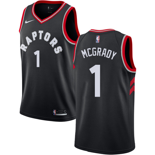 Personalized Raptors #1 Tracy Mcgrady Black Basketball Swingman Statement Edition Jersey