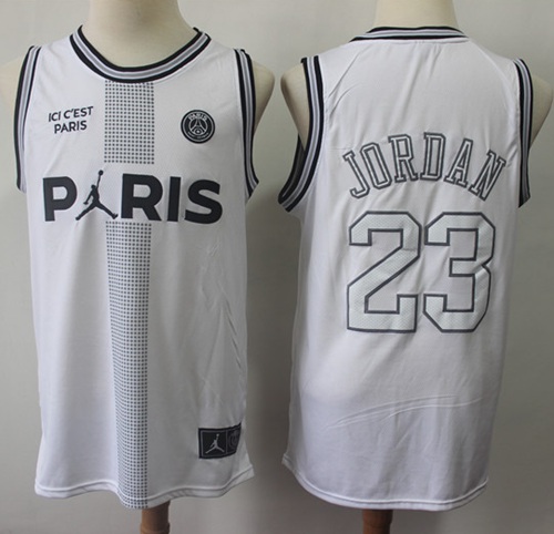 Personalized Bulls #23 Michael Jordan White Ici C’est Paris Stitched Basketball Jersey