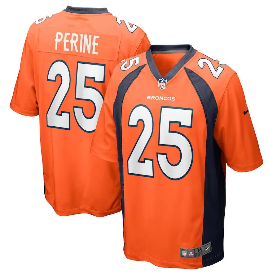 Personalized Men’s #25 Samaje Perine Orange Denver Broncos Game Player Jersey