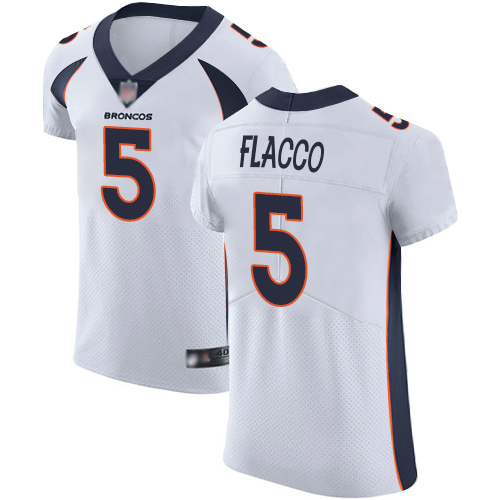 Personalized Broncos #5 Joe Flacco White Men’s Stitched Football Untouchable Elite Jersey