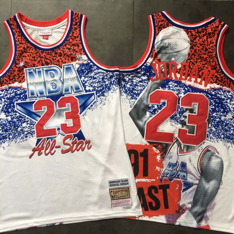 Personalized Bulls 23 Michael Jordan White All-Star 1991 Hardwood Classics Jersey