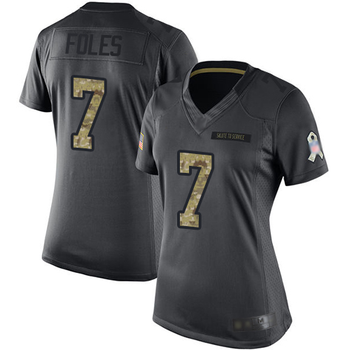 Personalized Jaguars #7 Nick Foles Black Women’s Stitched Football Limited 2016 Salute to Service Jersey