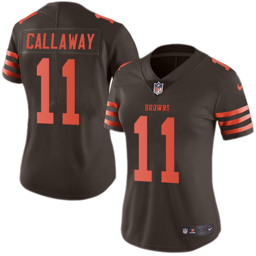 Personalized Browns #11 Antonio Callaway Brown Women’s Stitched Football Limited Rush Jersey