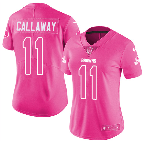 Personalized Browns #11 Antonio Callaway Pink Women’s Stitched Football Limited Rush Fashion Jersey