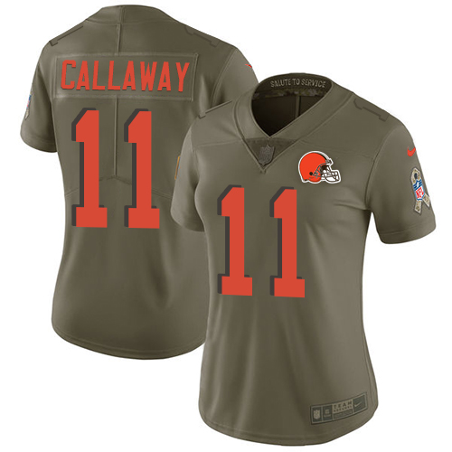 Personalized Browns #11 Antonio Callaway Olive Women’s Stitched Football Limited 2017 Salute to Service Jersey