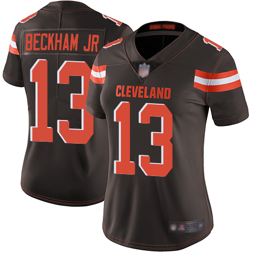 Personalized Browns #13 Odell Beckham Jr Brown Team Color Women’s Stitched Football Untouchable Limited Jersey