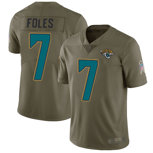 Personalized Jaguars #7 Nick Foles Olive Men’s Stitched Football Limited 2017 Salute to Service Jersey