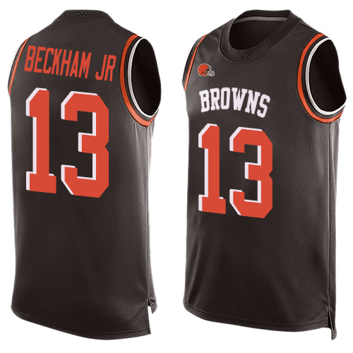 Personalized Browns #13 Odell Beckham Jr Brown Team Color Men’s Stitched Football Limited Tank Top Jersey