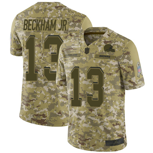 Personalized Browns #13 Odell Beckham Jr Camo Men’s Stitched Football Limited 2018 Salute To Service Jersey