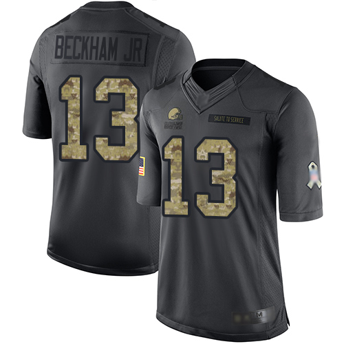 Personalized Browns #13 Odell Beckham Jr Black Men’s Stitched Football Limited 2016 Salute to Service Jersey