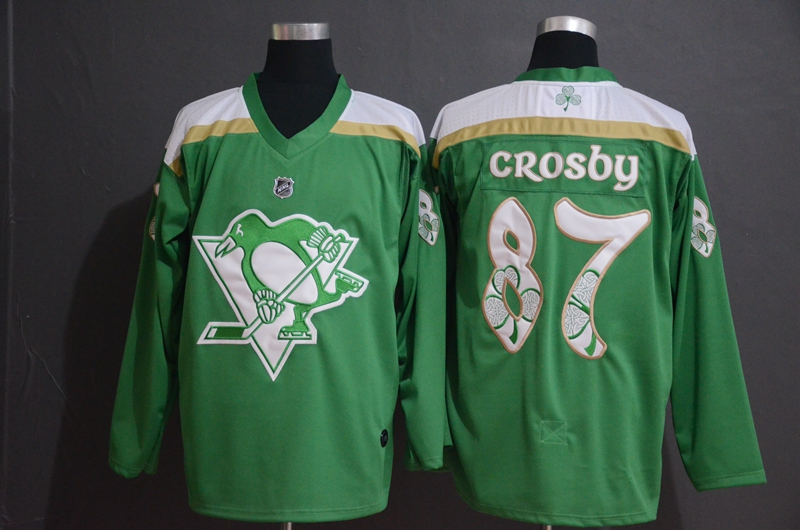 Personalized Penguins 87 Sidney Crosby Green 2019 St. Patrick’s Day Jersey
