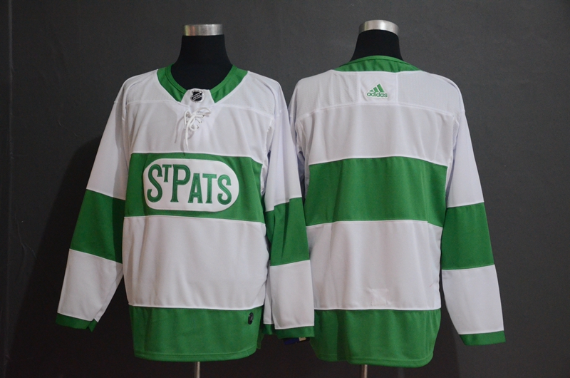 Personalized Maple Leafs Blank White 2019 St. Patrick’s Day Jersey
