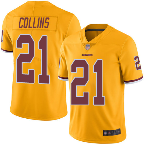 Personalized Redskins #21 Landon Collins Gold Men’s Stitched Football Limited Rush Jersey