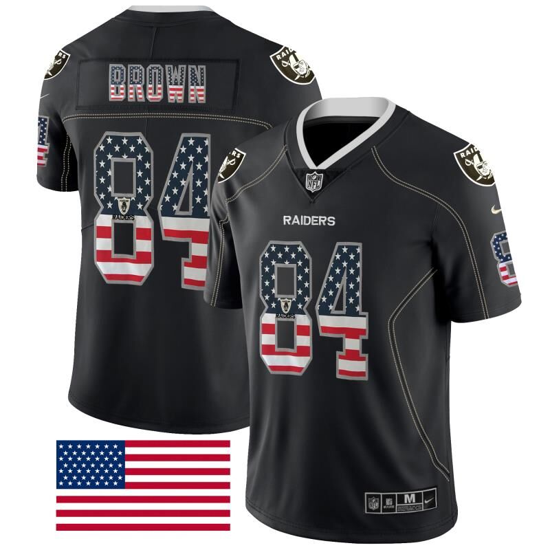 Personalized Raiders 84 Antonio Brown Black USA Flag Fashion Limited Jersey