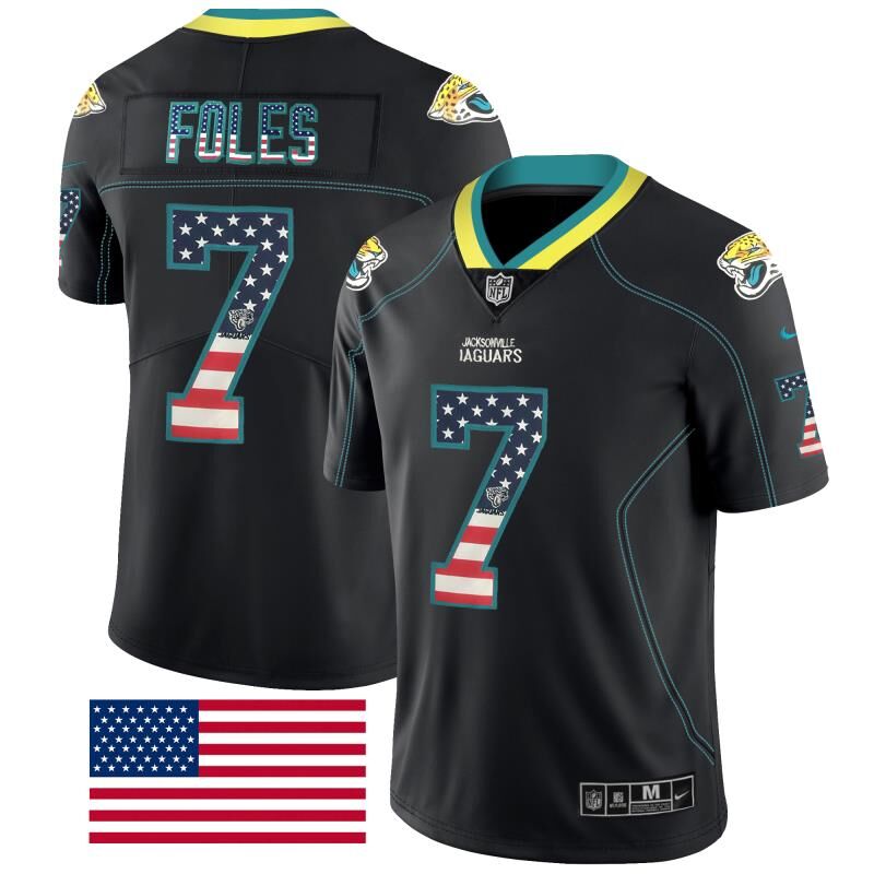 Personalized Jaguars 7 Nick Foles Black USA Flag Fashion Limited Jersey