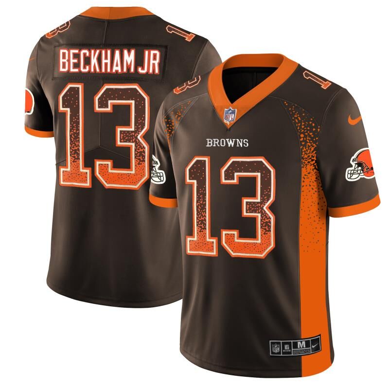 Personalized Browns 13 Odell Beckham Jr Brown Drift Fashion Limited Jersey