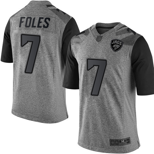 Personalized Jaguars #7 Nick Foles Gray Men’s Stitched Football Limited Gridiron Gray Jersey