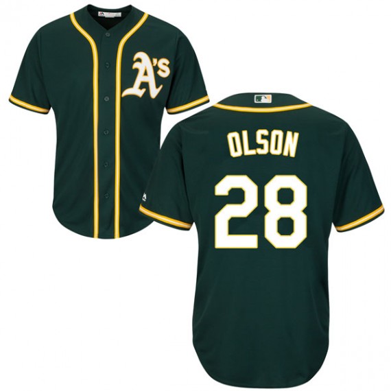 Personalized Athletics 28 Matt Olson Green Cool Base Jersey