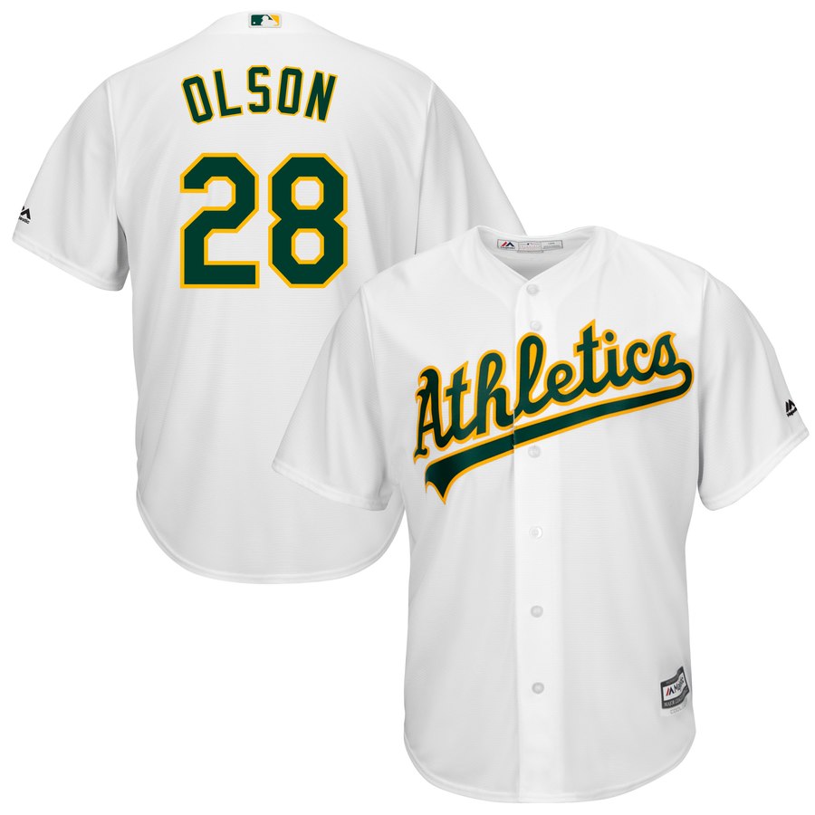 Personalized Athletics 28 Matt Olson White Cool Base Jersey