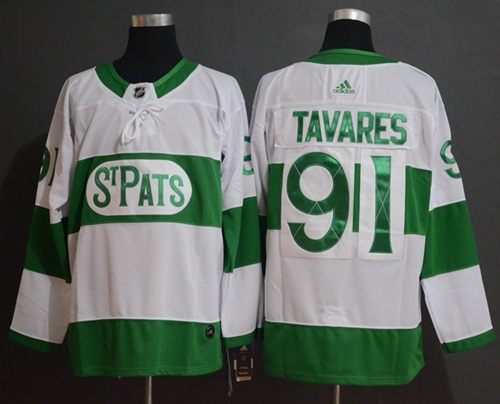 Personalized Maple Leafs #91 John Tavares White Authentic St. Pats Stitched Hockey Jersey