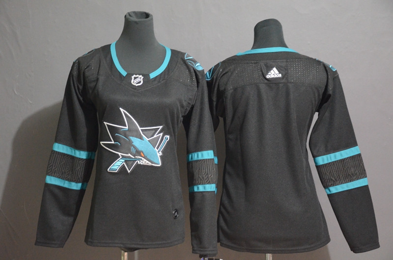 Personalized Women Sharks Blank Black Women Jersey