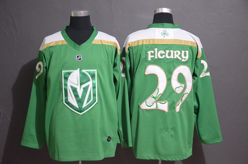 Personalized Vegas Golden Knights 29 Marc-Andre Fleury Green 2019 St. Patrick’s Day Jersey