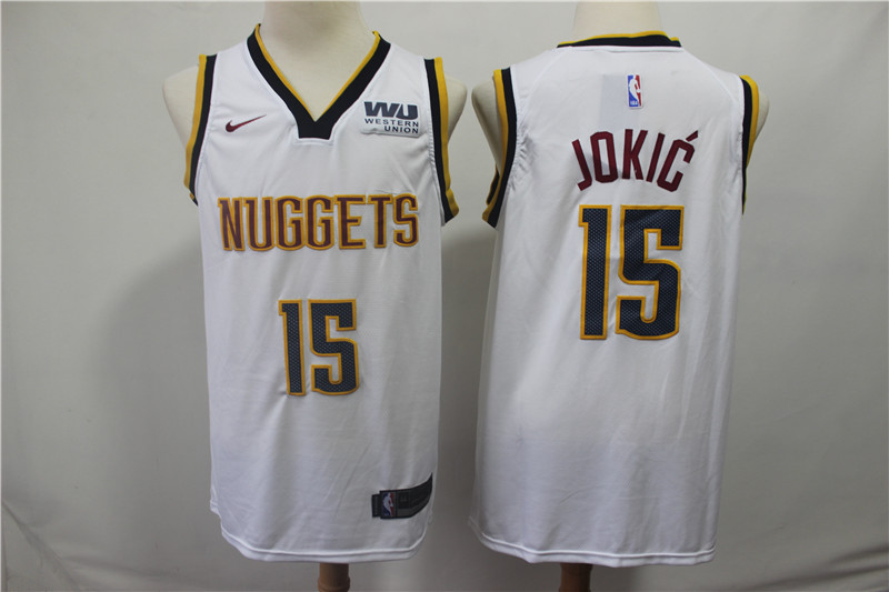 Personalized Nuggets 15 Nikola Jokic White Swingman Jersey
