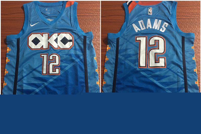 Personalized Thunder 12 Steven Adams Blue City Edition Swingman Jersey