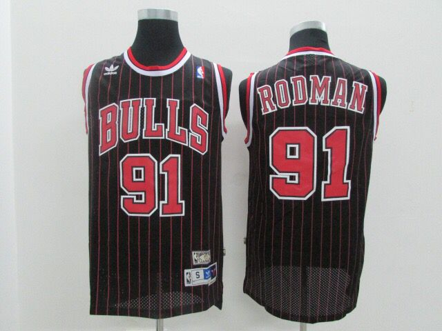 Personalized Bulls 91 Dennis Rodman Black Mesh Hardwood Classics Jersey