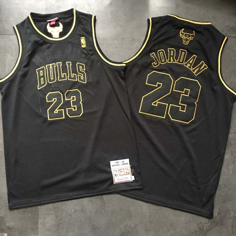Personalized Bulls 23 Michael Jordan Black 1997-98 Season Hardwood Classics Jersey