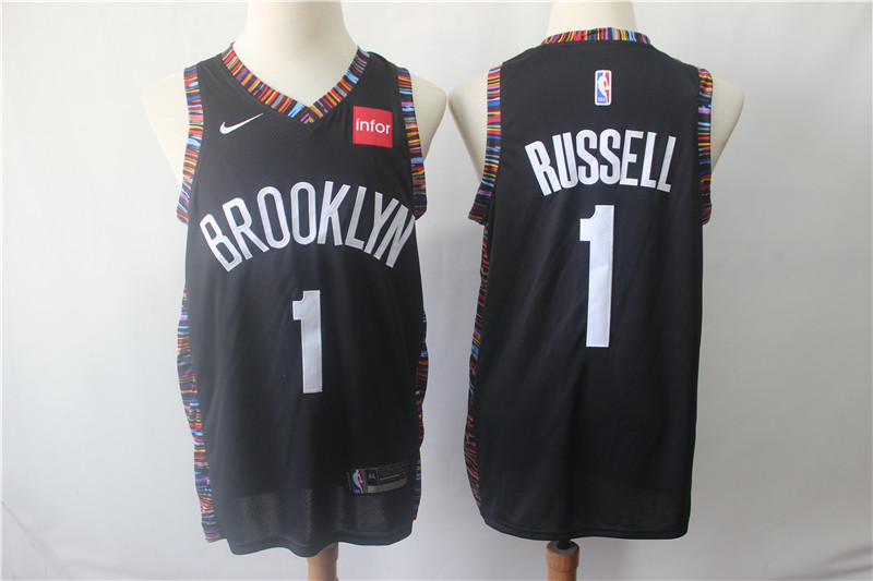 Personalized Brooklyn Nets 1 D’Angelo Russell Black Swingman Jersey
