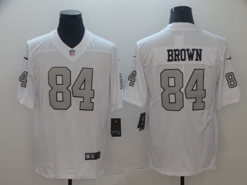 Personalized Raiders 84 Antonio Brown White Color Rush Limited Jersey