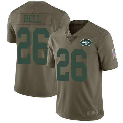 Personalized Jets #26 Le’Veon Bell Olive Youth Stitched Football Limited 2017 Salute to Service Jersey