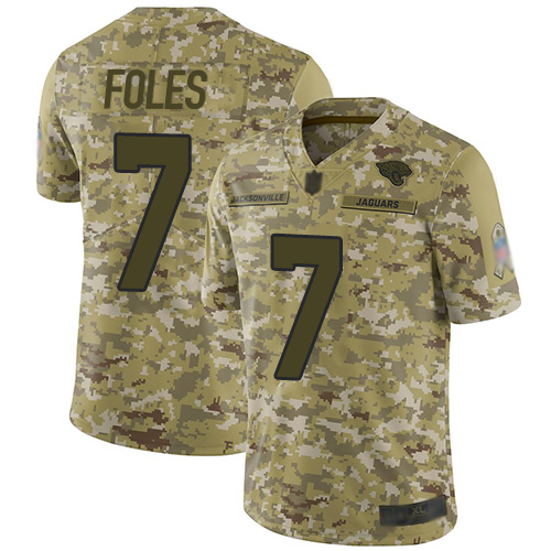 Personalized Jaguars #7 Nick Foles Camo Youth Stitched Football Limited 2018 Salute to Service Jersey
