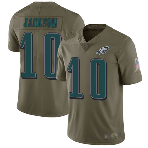 Personalized Eagles #10 DeSean Jackson Olive Youth Stitched Football Limited 2017 Salute to Service Jersey