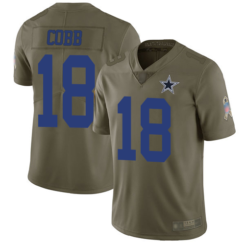 Personalized Cowboys #18 Randall Cobb Olive Youth Stitched Football Limited 2017 Salute to Service Jersey