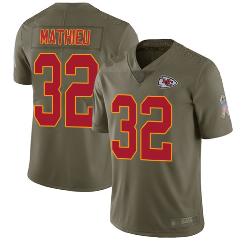 Personalized Chiefs #32 Tyrann Mathieu Olive Youth Stitched Football Limited 2017 Salute to Service Jersey