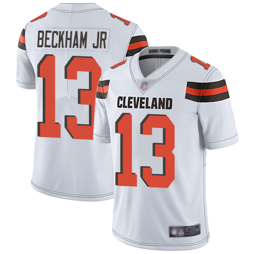 Personalized Browns #13 Odell Beckham Jr White Youth Stitched Football Untouchable Limited Jersey