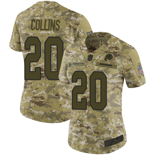 Personalized Redskins #20 Landon Collins Camo Women’s Stitched Football Limited 2018 Salute to Service Jersey