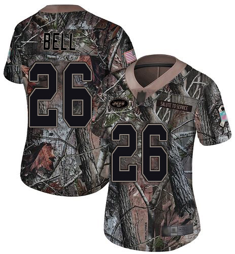 Personalized Jets #26 Le’Veon Bell Camo Women’s Stitched Football Limited Rush Realtree Jersey