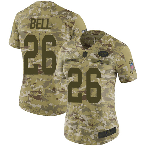 Personalized Jets #26 Le’Veon Bell Camo Women’s Stitched Football Limited 2018 Salute to Service Jersey