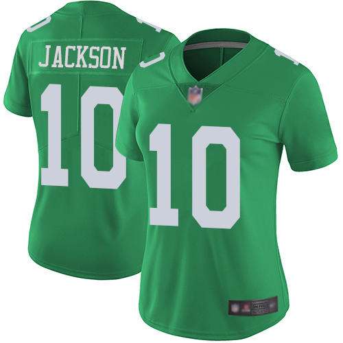 Personalized Eagles #10 DeSean Jackson Green Women’s Stitched Football Limited Rush Jersey