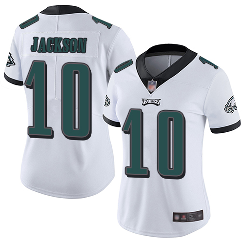 Personalized Eagles #10 DeSean Jackson White Women’s Stitched Football Untouchable Limited Jersey