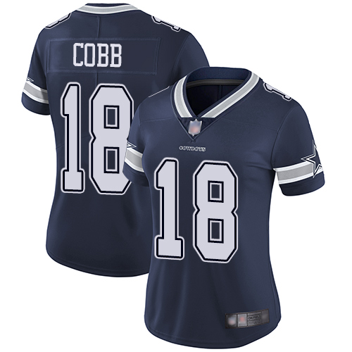 Personalized Cowboys #18 Randall Cobb Navy Blue Team Color Women’s Stitched Football Untouchable Limited Jersey