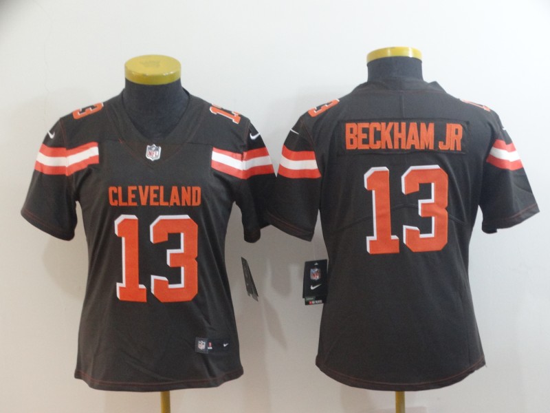 Personalized Browns 13 Odell Beckham Jr Brown Women Untouchable Limited Jersey
