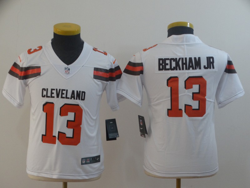 Personalized Browns 13 Odell Beckham Jr White Youth Untouchable Limited Jersey