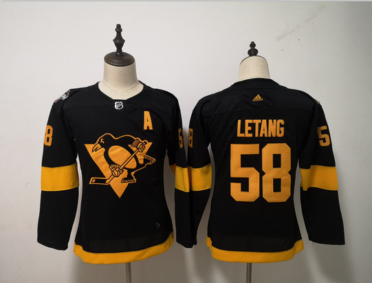 Personalized Women Penguins 58 Kris Letang Black Women 2019 NHL Stadium Series Jersey