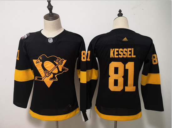 Personalized Women Penguins 81 Evgeni Kessel Black Women 2019 NHL Stadium Series Jersey