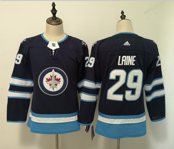 Personalized Women Jets 29 Patrik Laine Navy Women Jersey