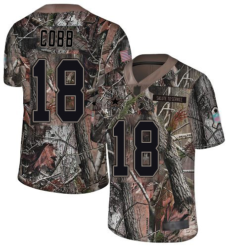 Personalized Cowboys #18 Randall Cobb Camo Men’s Stitched Football Limited Rush Realtree Jersey